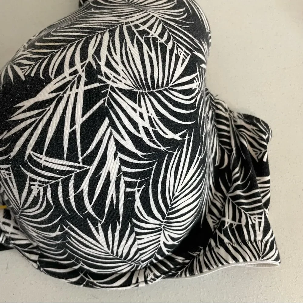 Cacique Boost Plunge Cotton Bra Zebra Palm Print Size 44DD
